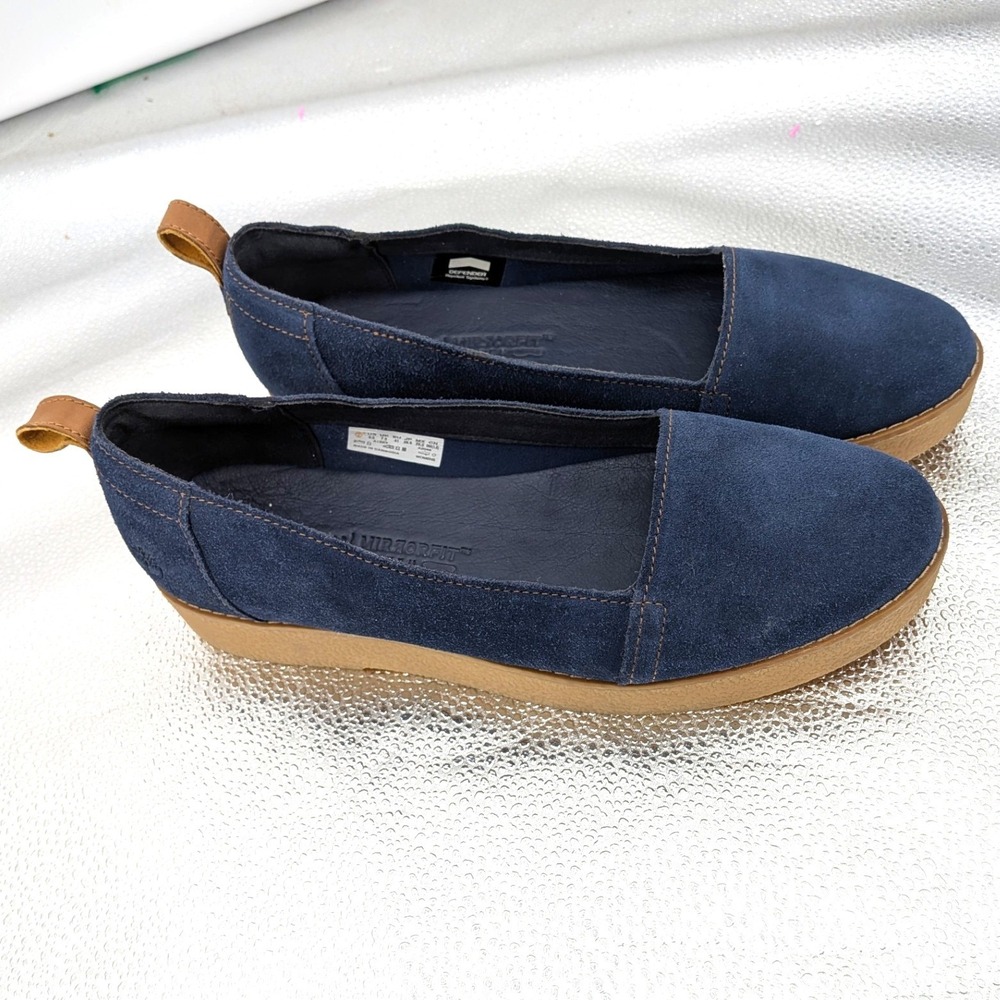 Timberland Suede‎ Slip On Flats Navy Comfort Wedge MirrorFit Shoes Women 9.5